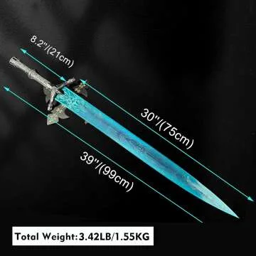 Moonlight Greatsword Sword by Bloodborne Full Metal 39" Dark Moon Greatsword Replica Weapon by Dark Elden Soul Ring