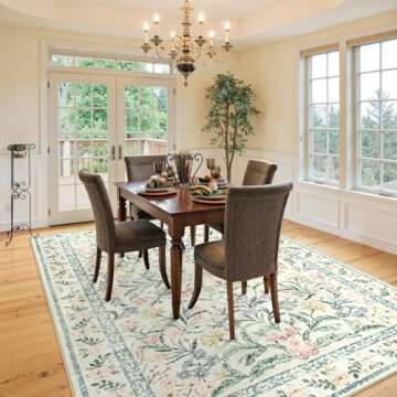 Morebes Washable Area Rugs 9x12 Living Room, Boho Large Cream Rugs for Farmhouse Non Slip, Soft Ultr...