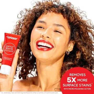 Colgate Optic White Stain Fighter Teeth Whitening Toothpaste, Anticavity Fluoride Toothpaste for Whitening Teeth, Helps Remove Daily Surface Stains, Fresh Mint, 4.2 oz