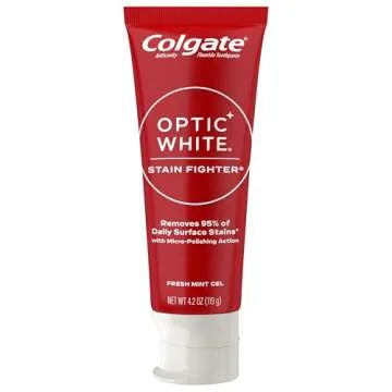 Colgate Optic White Stain Fighter Teeth Whitening Toothpaste, Anticavity Fluoride Toothpaste for Whitening Teeth, Helps Remove Daily Surface Stains, Fresh Mint, 4.2 oz