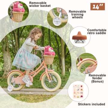 Glerc Little Molly 14 inch Kids Retro Cruiser Bike Bicycle for Girls Boys Ages 2 3 4 5 6 7 Year Old ...