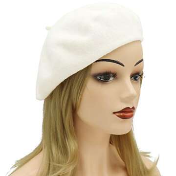 Umeepar Wool French Beret Hat for Women (White)