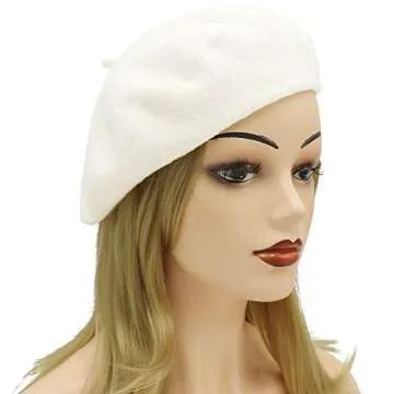 Umeepar Wool French Beret Hat for Women (White)