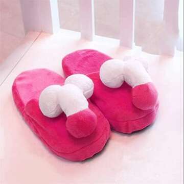 Karwuiio Unisex Adult Funny Slippers Novelty Gag Gift Sexy Indoor Flat Shoes Anti Slip Winter Furry ...