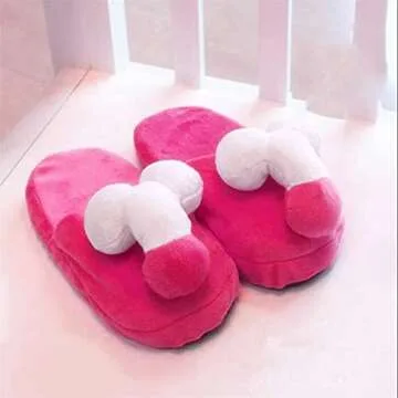 Karwuiio Unisex Adult Funny Slippers Novelty Gag Gift Sexy Indoor Flat Shoes Anti Slip Winter Furry ...