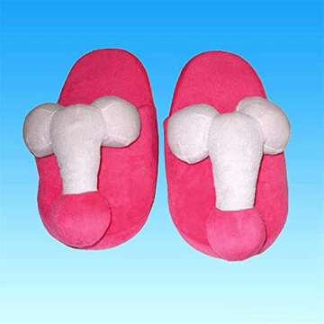 Karwuiio Unisex Adult Funny Slippers Novelty Gag Gift Sexy Indoor Flat Shoes Anti Slip Winter Furry Slippers for Women Men(Style-2,One Size)