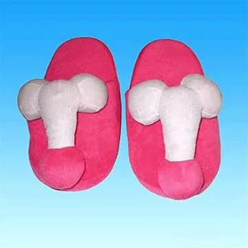 Karwuiio Unisex Adult Funny Slippers Novelty Gag Gift Sexy Indoor Flat Shoes Anti Slip Winter Furry Slippers for Women Men(Style-2,One Size)