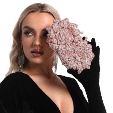 Boutique De FGG Dazzling Flower Evening Bags For Women Formal Party Rhinestone Handbags Wedding Crys...