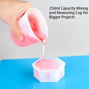Reusable Silicone Resin Kit Mixing Tool Set,Tomorotec Smooth Silicone Mat Pad,Large Measuring Cups for Resin 250 ml,100ml,10ml,Finger Cots Resin Mix Cup,Multifunctional Glue Stir Stick, Pipette