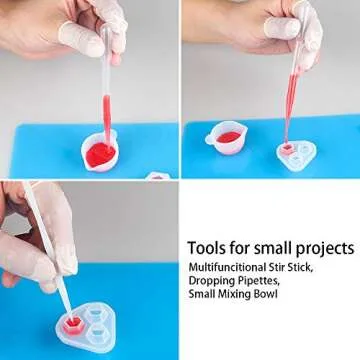 Reusable Silicone Resin Kit Mixing Tool Set,Tomorotec Smooth Silicone Mat Pad,Large Measuring Cups for Resin 250 ml,100ml,10ml,Finger Cots Resin Mix Cup,Multifunctional Glue Stir Stick, Pipette
