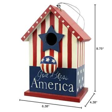 Red Carpet Studios 40967 Wild Bird House, Patriotic Red, White & Blue