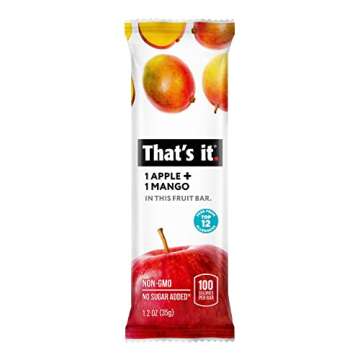 That's it. Apple + Mango 100% Natural Real Fruit Bar, Best High Fiber Vegan, Gluten Free Healthy Sna...