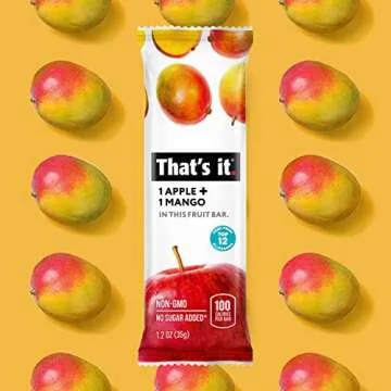 That's it. Apple + Mango 100% Natural Real Fruit Bar, Best High Fiber Vegan, Gluten Free Healthy Snack, Paleo for Children & Adults, Non GMO No Sugar Added, No Preservatives Energy Food (12 Pack)