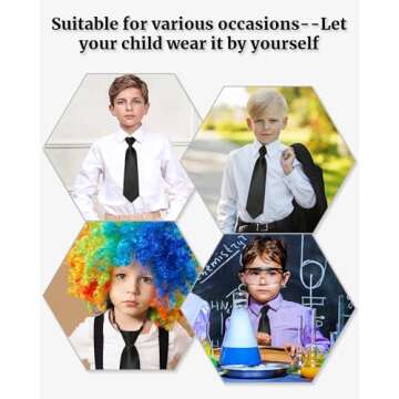 Kajeer Ties for Kids Boys Necktie Adjustable - Woven Little Boys Pre-tied for Kids Formal Wedding Graduation School Uniforms (Black, S (age 6 month - 5 years))