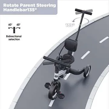 newyoo Tricycle for Toddlers 1-3, Toddler Bike, Birthday for Boys, Baby Trike with Push Handle, Backrest & Safety Belt, Transform to Balance Bike, TR007, Grey