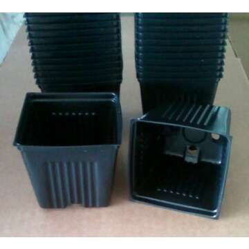 100 Qty -Dura pots 3 1/2" Square x 3" deep Durable and Reusable Yet -Lightweight & Flexible for Easy de-Potting