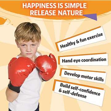 Punching Bag for Kids, Kids Boxing with Stand, 3 4 5 6 7 8 9 10 Years Old Adjustable Bag, Equipment Gloves, Set as Boys & Girls Toys Gifts