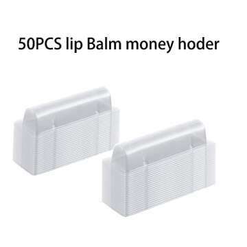 MEYAGO 50 Sets Chapstick Money Holder Shaker Domes Money Card Holder Pouch 50 Lip Balm Shaker Domes Pouch Money Card with Adhesive 50 Self-Sealing Bags