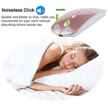 KLO Rechargeable Bluetooth Mouse for MacBook/MacBook air/Pro/iPad, Wireless Mouse for Laptop/Notebook/pc/iPad/Chromebook (Rose Gold)