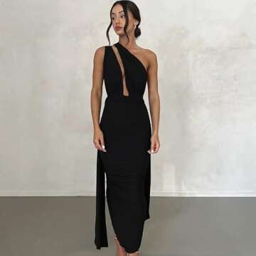 ABYOVRT Women Sexy Backless Dress Bodycon Sleeveless Open Back Maxi Dress Going Out Elegant Party Cocktail Long Dress (C-Black, S)