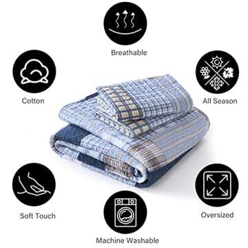 PANGUSHAN Cotton Quilt Set Lightweight Comforter Bedspreads for All Seasons