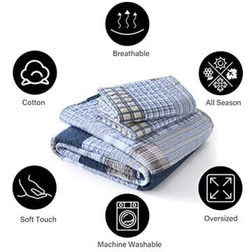 PANGUSHAN Cotton Quilt Set Lightweight Comforter Bedspreads for All Seasons