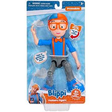 Blippi Talking Figure, 9-inch Articulated Toy with 8 Sounds and Phrases, Poseable Figure Inspired by Popular YouTube Edutainer
