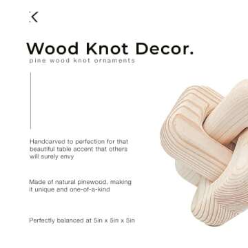 katha Wood Chain Link Decor for Coffee Table - Living Room Decor, Wood Knot Decor for Home - Table, Shelf Decoration - Pine Wood Knot Ornaments for Office & Farmhouse, 5x5x5