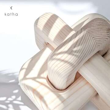 katha Wood Chain Link Decor for Coffee Table - Living Room Decor, Wood Knot Decor for Home - Table, Shelf Decoration - Pine Wood Knot Ornaments for Office & Farmhouse, 5x5x5