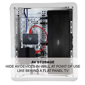 Legrand - OnQ 17 Inch Media Enclosure, Electrical Box, Cable Management Box Dual Purpose In Wall Enclosure for TV Device Storage and Media Distribution, Recessed Media Box, White, ENP1700NA