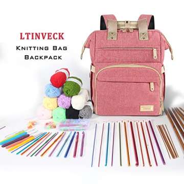 Stylish Knitting Bag Backpack with USB Charging Port