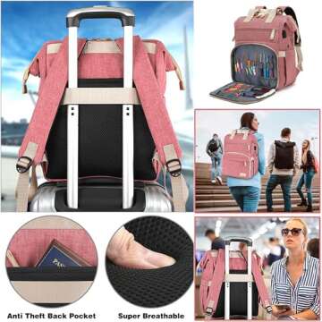 Stylish Knitting Bag Backpack with USB Charging Port