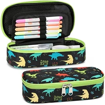 Cambond Pencil Case for Boys - Large Capacity Cute Dinosaur Pencil Pouch