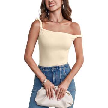 Tankaneo Womens Off The Shoulder Top Sleeveless Slim Fit Stretchy Tank Top Y2k Casual T Shirts