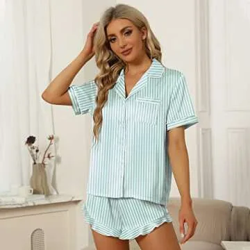 Luxurious SAPJON Satin Silk Pajamas for Women 2Pcs Set