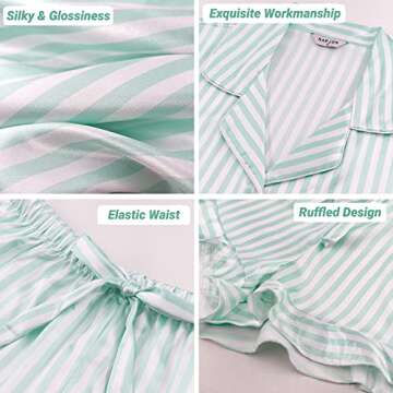 Luxurious SAPJON Satin Silk Pajamas for Women 2Pcs Set