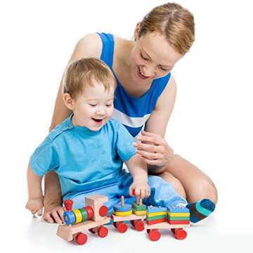 Colorful Wooden Stacking Train Toy for Toddlers and Kids