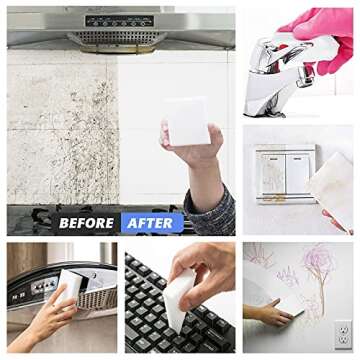 Melamine Sponge, 100Pack Magic Sponge Eraser, Multi-Functional Household Kitchen Cleaning Sponge, No...