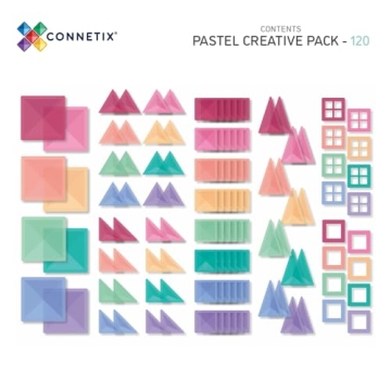 Connetix Magnetic Tiles Creative Pack - 120 Colorful Pieces