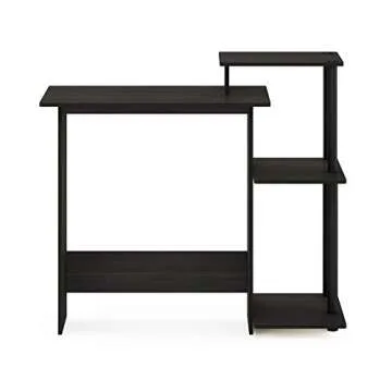 Furinno Efficient Home Laptop Notebook Computer Desk with Square Shelves, Espresso/Black