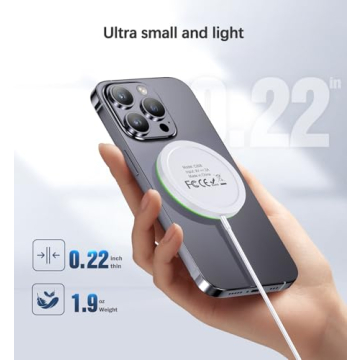 Magnetic Wireless Charger 15W Mag Safe Charger-Fast Charging Pad Compatible with iPhone16/15/14/13/12 Series & Airpods 2 3 Pro-LED Mag-Safe Pad with Dual Charging Ports Original Replacement（White）