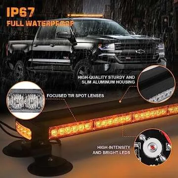 XRIDONSEN 37" 104 LED Roof Top Strobe Light Bar Amber Traffic Advisor Lights Double Side Emergency Warning Safety Flashing w/Magnetic Mount for Construction Vehicles Plow/Tow Trucks Pickup Wrecker