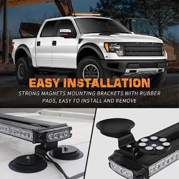 XRIDONSEN 37" 104 LED Roof Top Strobe Light Bar Amber Traffic Advisor Lights Double Side Emergency Warning Safety Flashing w/Magnetic Mount for Construction Vehicles Plow/Tow Trucks Pickup Wrecker
