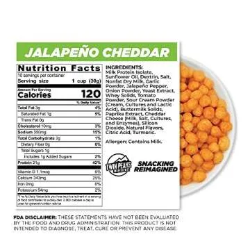 Twin Peaks Low Carb, Keto Friendly Protein Puffs, Jalapeno Cheddar (300g, 21g Protein, 2g Carbs)