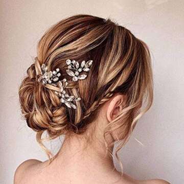 Asooll Rhinestone Bride Wedding Hair Pin Crystal Bridal Hair Clip Crystals Headpiece Hair Accessories for Women and Girls(Pack of 3)