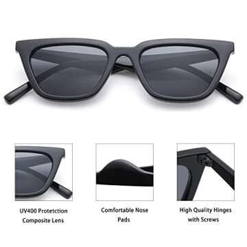 Pro Acme Retro Square Cat Eye Sunglasses for Women Men 100% UV Protection Trendy Outdoor Sun Shades (Transparent Blue Frame | Dark Brown Lens)