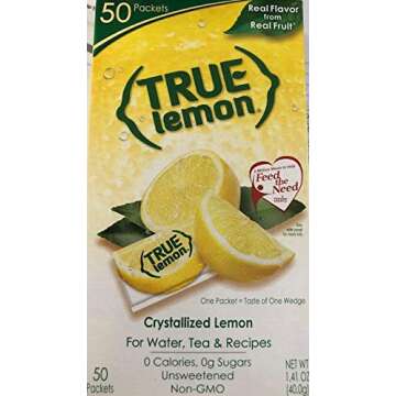 TRUE Lemon Crystallized Lemon Real Flavor Real Fruit (1-Box= 50 Packets)