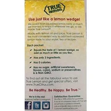 TRUE Lemon Crystallized Lemon Real Flavor Real Fruit (1-Box= 50 Packets)