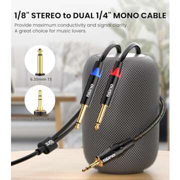 Tisino 1/8 to 1/4 Stereo Cable - High Fidelity Sound Solution