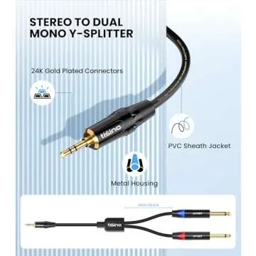 Tisino 1/8 to 1/4 Stereo Cable - High Fidelity Sound Solution